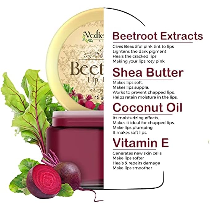 rayihni BEETROOT LIP BALM WITH NATURAL BEETROOT EXTRACT, SHEA BUTTER & ALMOND OIL | PINKY GOODLOOKING NOURISHED LIPS | NATURAL LIP BALM FOR WOMEN & MEN (15 GM.) - Image 3